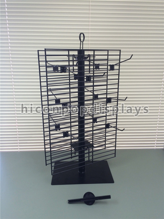 Wholesale 2 Way Rotating Metal Wire Display Shelving Glove Display Stand With Metal Hooks from china suppliers