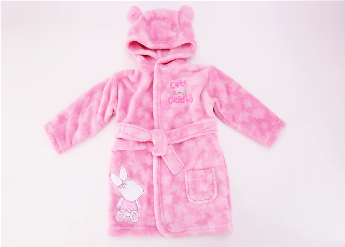Wholesale Warm Comfortable Baby Hooded Bathrobe , Coral Fleece Baby Towelling Robe from china suppliers