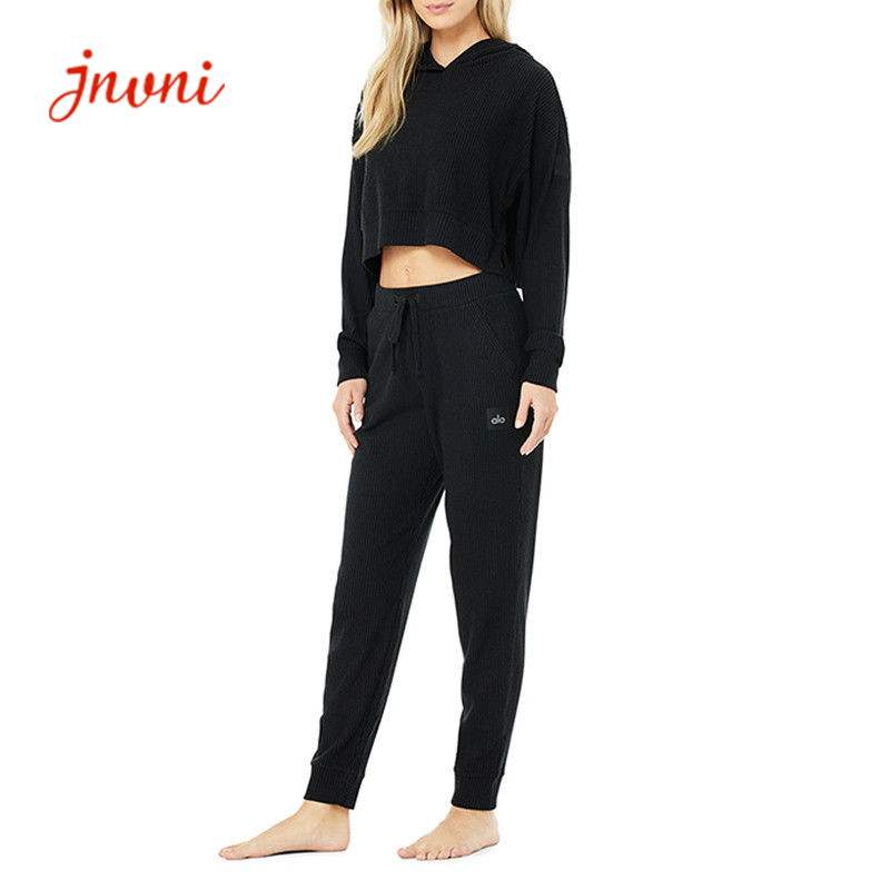 Wholesale Ribbed Nylon Spandex Womens Loungewear Set 360gsm Tracksuit Sets For Women from china suppliers