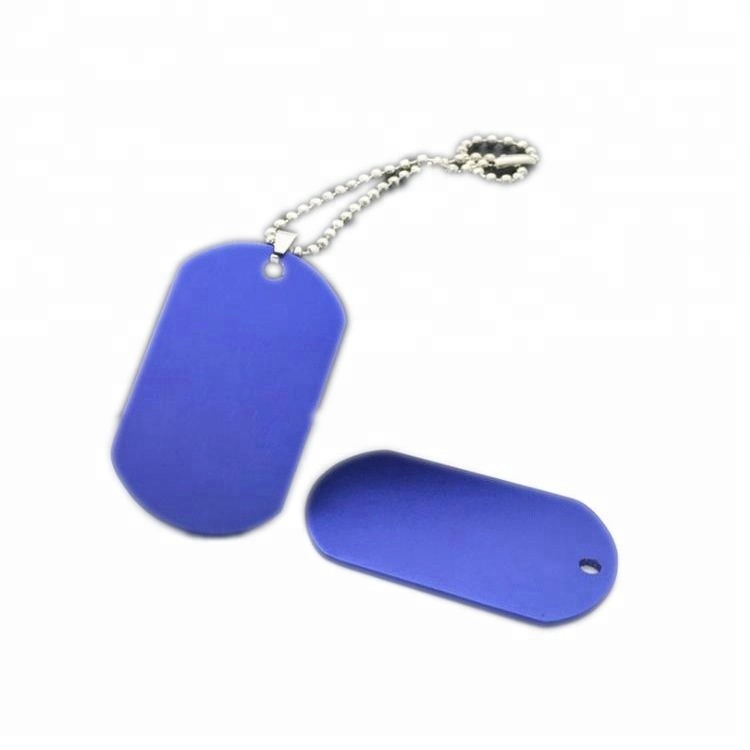 Wholesale Hot sale fashion anodized aluminum blue dog tag pendant with chain from china suppliers