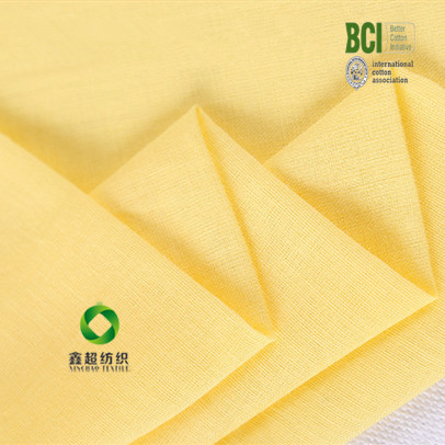 Wholesale BCI BetterCotton voile tabby yellow color  fine plain fabric for apparel dress from china suppliers