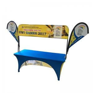 Wholesale Tradeshow Advertising Spandex Elastic Polyester table cloths with teardrop flag from china suppliers
