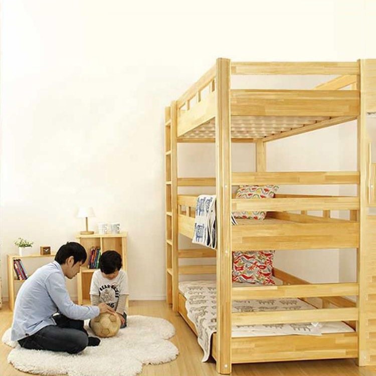 Wholesale Modern design 3 tier wooden triple bunk bed for child from china suppliers