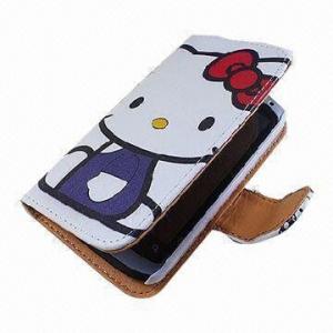Wholesale Cartoon PU Leather Mobile Phone Cases for iPhone 4, BlackBerry 811, Available in Various Colors from china suppliers