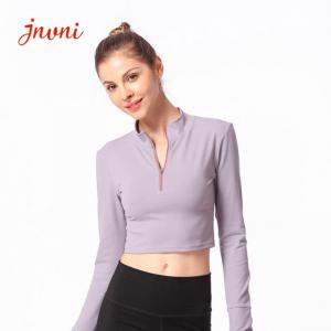Wholesale Plus Size Long Sleeve Zipper Women Yoga Jacket 300gsm Turtleneck Gym Fitness from china suppliers
