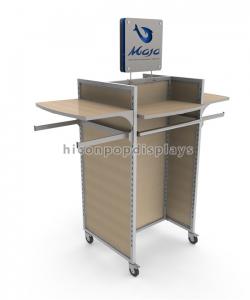 Wholesale Metal Frame Hanging Clothes Rack , Movable Wood Shelving Commercial Garment Rack from china suppliers