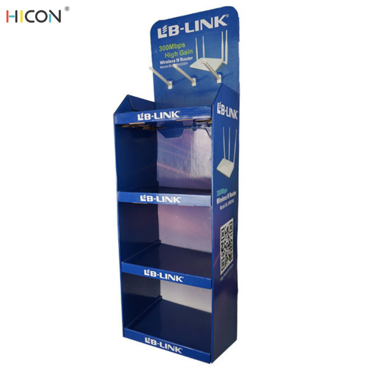 Wholesale 4-Layer Blue Custom Cardboard Retail Display Stands with Hooks from china suppliers