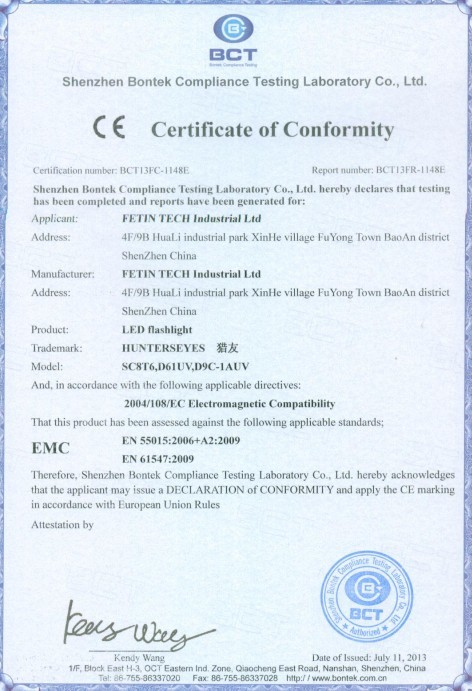 FFRAN TECH CO., LIMITED Certifications