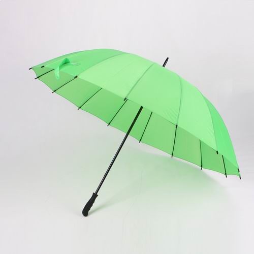 Auto Open Windproof Golf Umbrellasgreen Fabric Automatic 16 Ribs With Plastic Handle