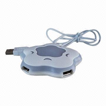 Wholesale 4-port USB 2.0 Hub with LED Lighting, Supports Plug-and-play Function, 480Mbps high Transfer Speed  from china suppliers