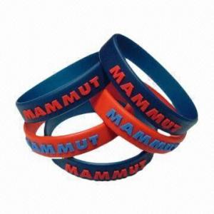 Wholesale Color-coated Silicone Wristbands, Customized Designs and OEM Orders Welcome, Measures 120 x 12 x 2mm from china suppliers