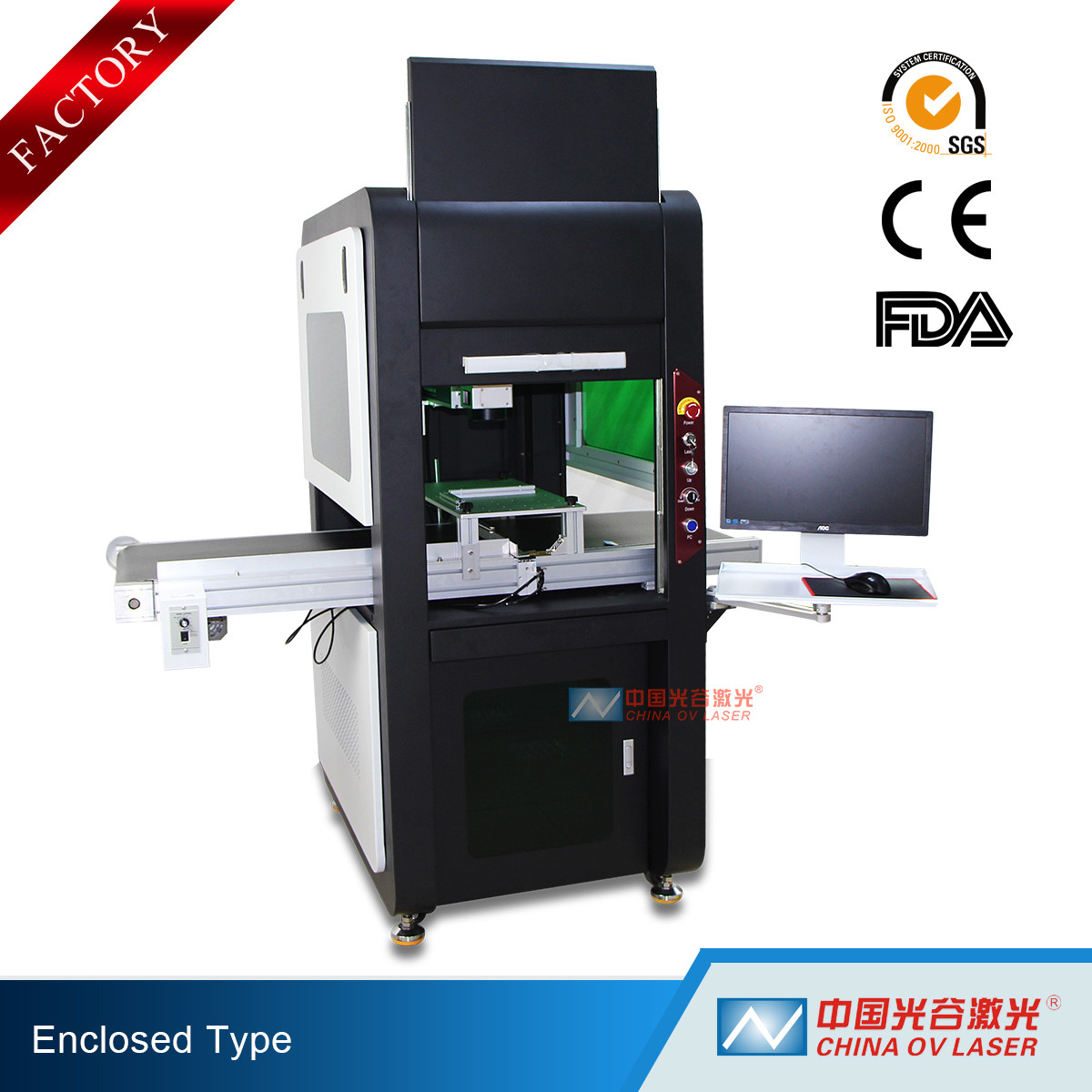 Wholesale High Precision Big Enclosed Fiber Laser Marking Machine 100W with Conveyor from china suppliers