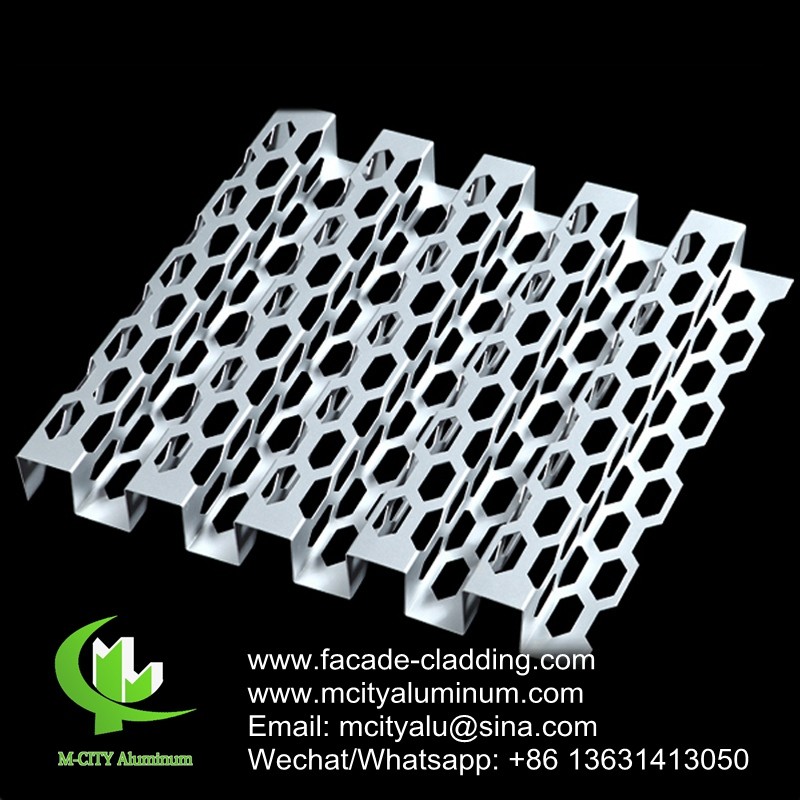 Wholesale AUDI facade panel with perforated pattern bending sheet aluminum 3mm sliver color from china suppliers