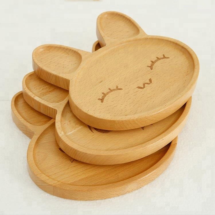Wholesale Factory wholesale Japanese and Korean cartoon rubber wood hello kitty food kids plate for gifts from china suppliers