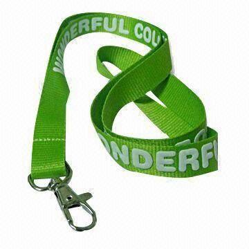 Wholesale Promotional Green Lanyard with Foam Printed Logo, Made of Nylon, Measuring 45 x 1.5cm from china suppliers