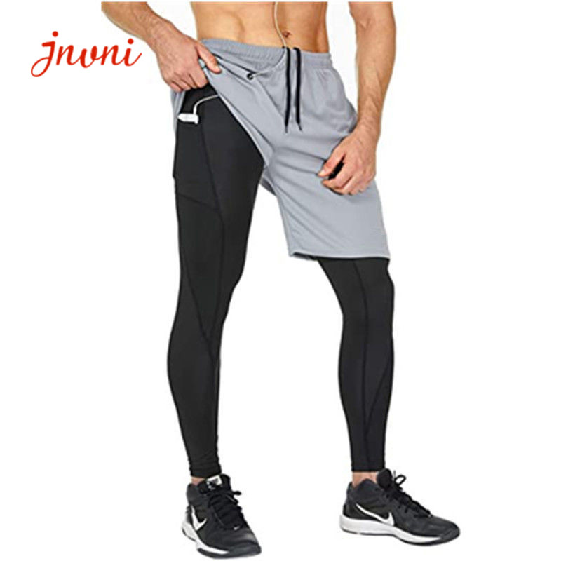 Wholesale Men'S 2 In 1 Running Pants Workout Gym Shorts Sweatpants With Zipper Pockets from china suppliers