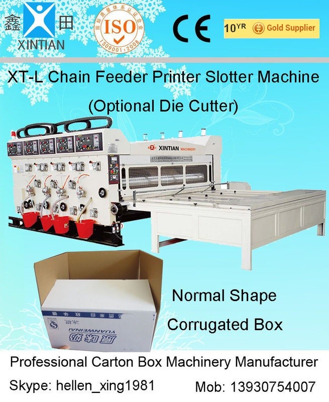 Wholesale Chrome Surface Grinding Chain Feeding Four-color Flexo Printing Carton Slotting Machine from china suppliers