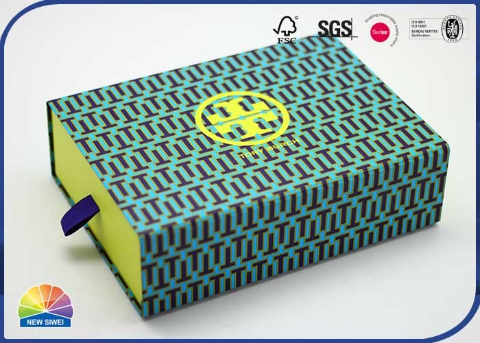 1200gsm Cardboard Printed Slide Drawer Box Package Ribbon Handle