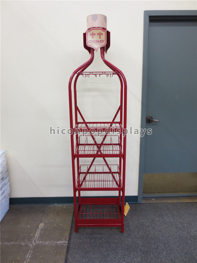 Wholesale Red Metal Pop Wine Mugs Retail Free Standing Glass Cup Display Rack Multi- Layer from china suppliers