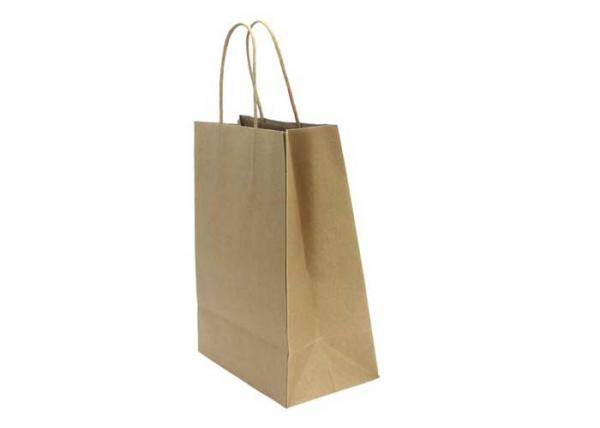 Recycled Varnishing Brown Paper Carrier Bags With Twisted Handles of item 102867514
