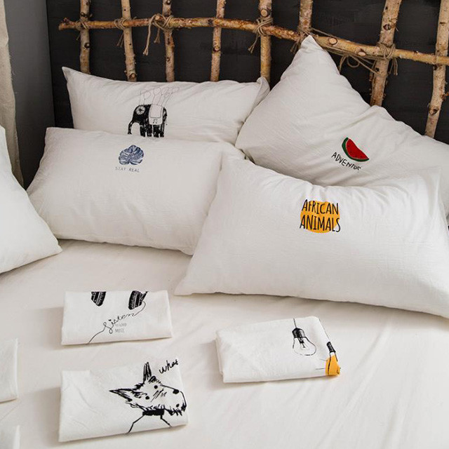 Wholesale Simple style cartoon organic cotton clear embroidery pillow case custom from china suppliers