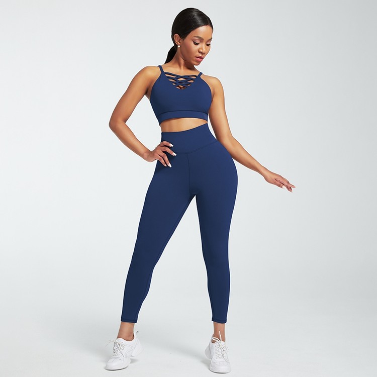 Wholesale Scunch Butt Lift Crisscross Back Yoga Activewear Sets Breathable Mesh from china suppliers