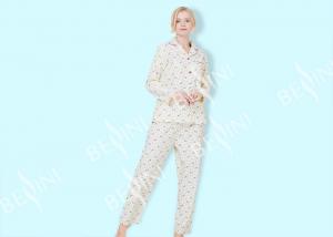 Wholesale 100% Cotton Flannel Womens Button Up Pajama Sets With Piping And Long Pants from china suppliers