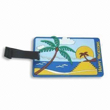 Wholesale Promotional 3D Embossed Luggage Tag, Made of Eco-friendly Soft PVC Material/Customized Logo Welcomed from china suppliers