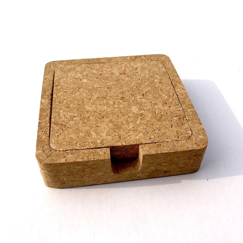 Wholesale HOT SALE 4'' Square Cork Coaster Set of 4 With Holder Cork for Bar or Home Decoration from china suppliers