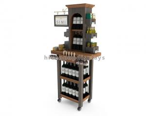 Wholesale Customized Wine Retail Store Display Fixture 4 Legs Bamboo Wood Wine Display Rack from china suppliers