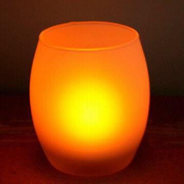 Wholesale Frosted Glass LED Candle with On/Off Button, Uses Two Dimmer Buttons to Change Brightness from china suppliers