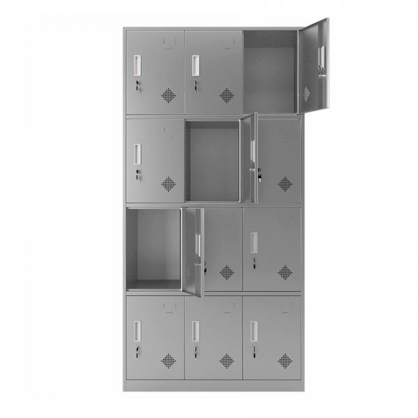 4 Tiers 12 Doors Lockable Stainless Steel Storage Locker Cabinet