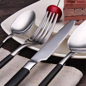 Wholesale Munich style high-end restaurant silverware bulk flatware sets black handle stainless steel spoon fork knife set from china suppliers