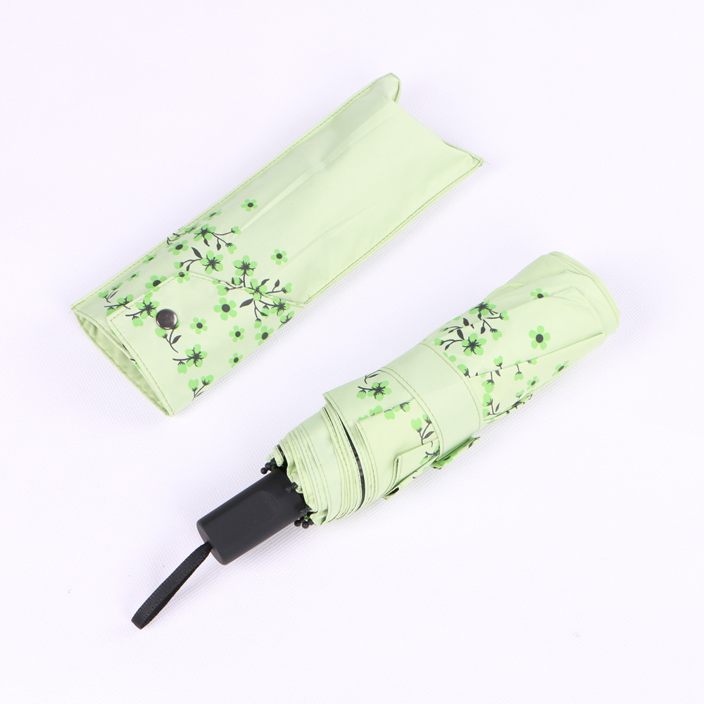 Wholesale anti uv sun three fold umbrella with carry bag and full color printing from china suppliers