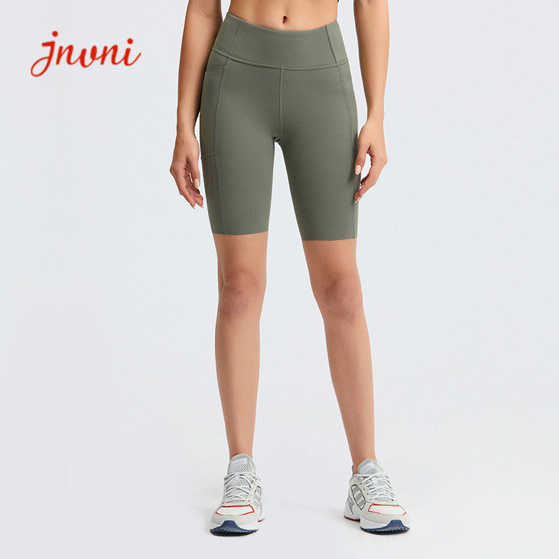 Wholesale Sealed High Waist Gym 220gsm Active Yoga Shorts With Drop In Side Phone Pockets from china suppliers