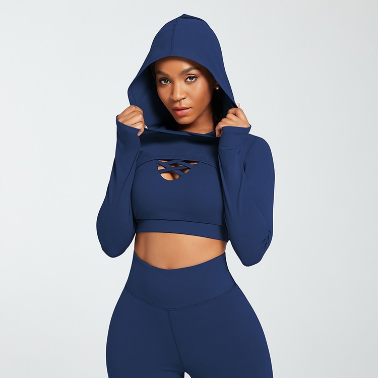 Wholesale 230gsm Athletic Women Workout Hoodies Long Sleeve Crop Top Hoodies from china suppliers