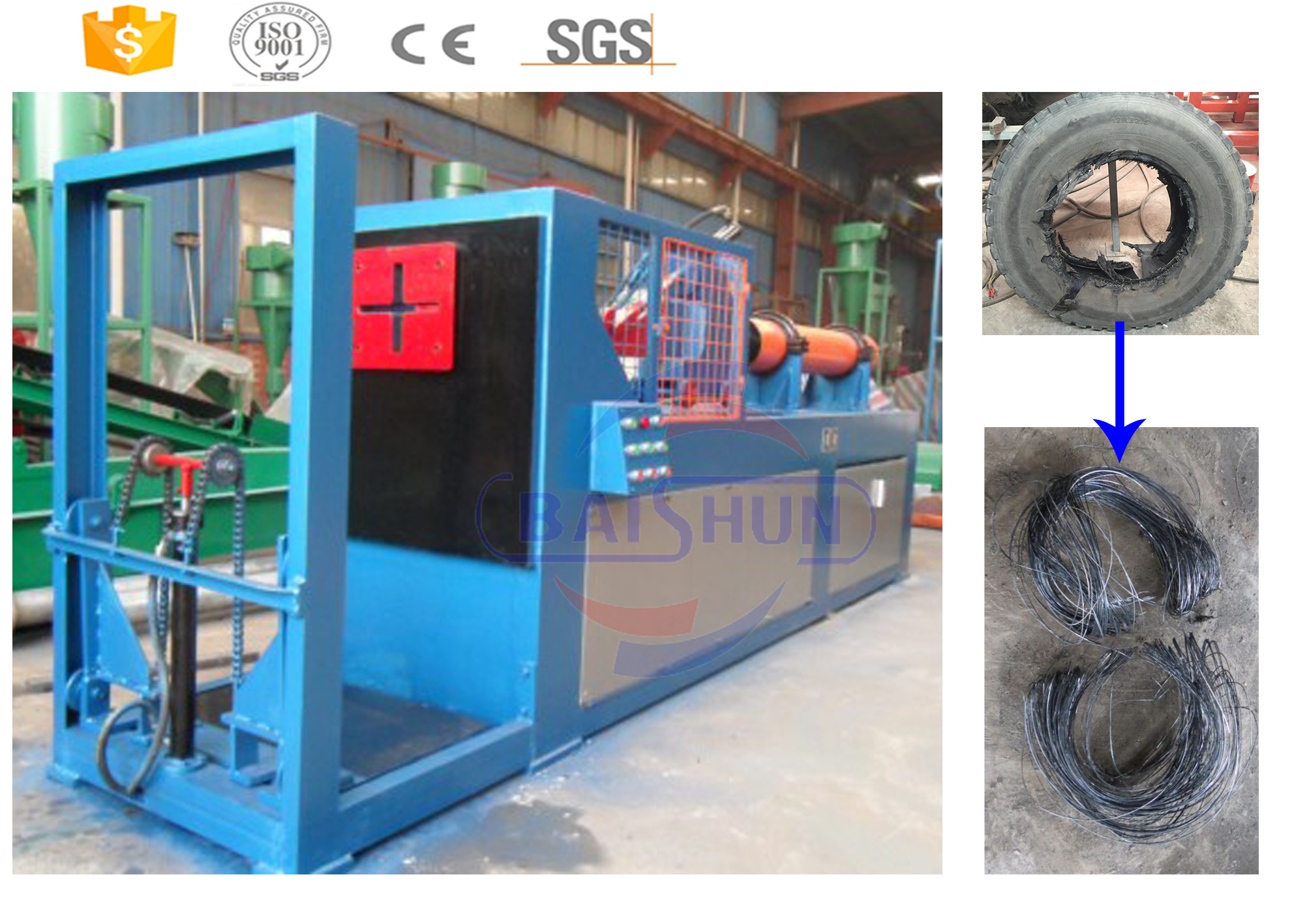 China High capacity used tire debeader tire recycling machine plant with CE on sale