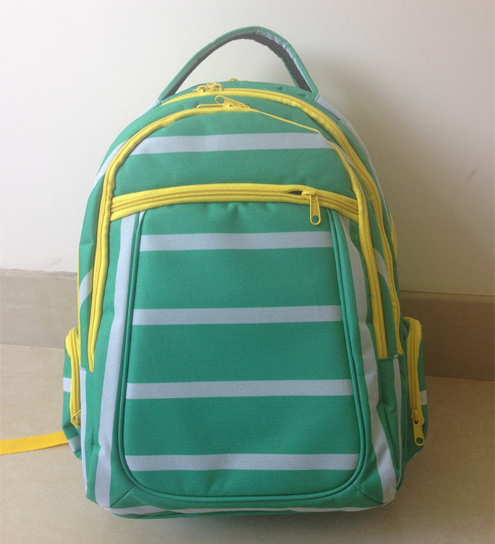 Wholesale OEM ODM Green White Polyester Striped High School Backpacks with Laptop Pocket from china suppliers