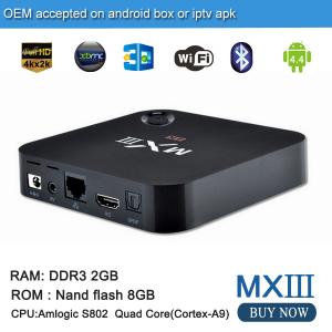 Wholesale MXIII Quad Core Amlogic S802 A9 2GB/8GB Android 4.4 TV Box Wifi Google Smart TV Full HD Me from china suppliers