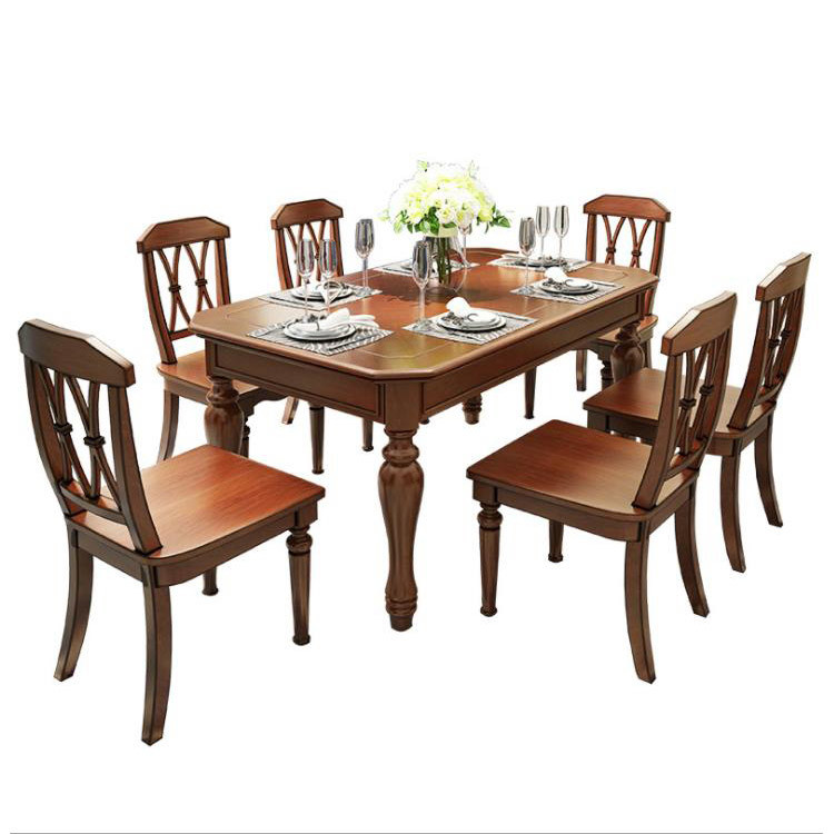 Buy cheap American table and chair 6 piece wooden dining set for sale from wholesalers