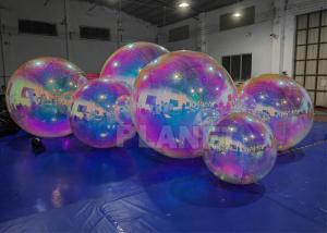 Wholesale Shinny Floating PVC Iridescent Clear Sphere Mirror Balloon Holographic Rainbow Reflective Inflatable Mirror Ball from china suppliers