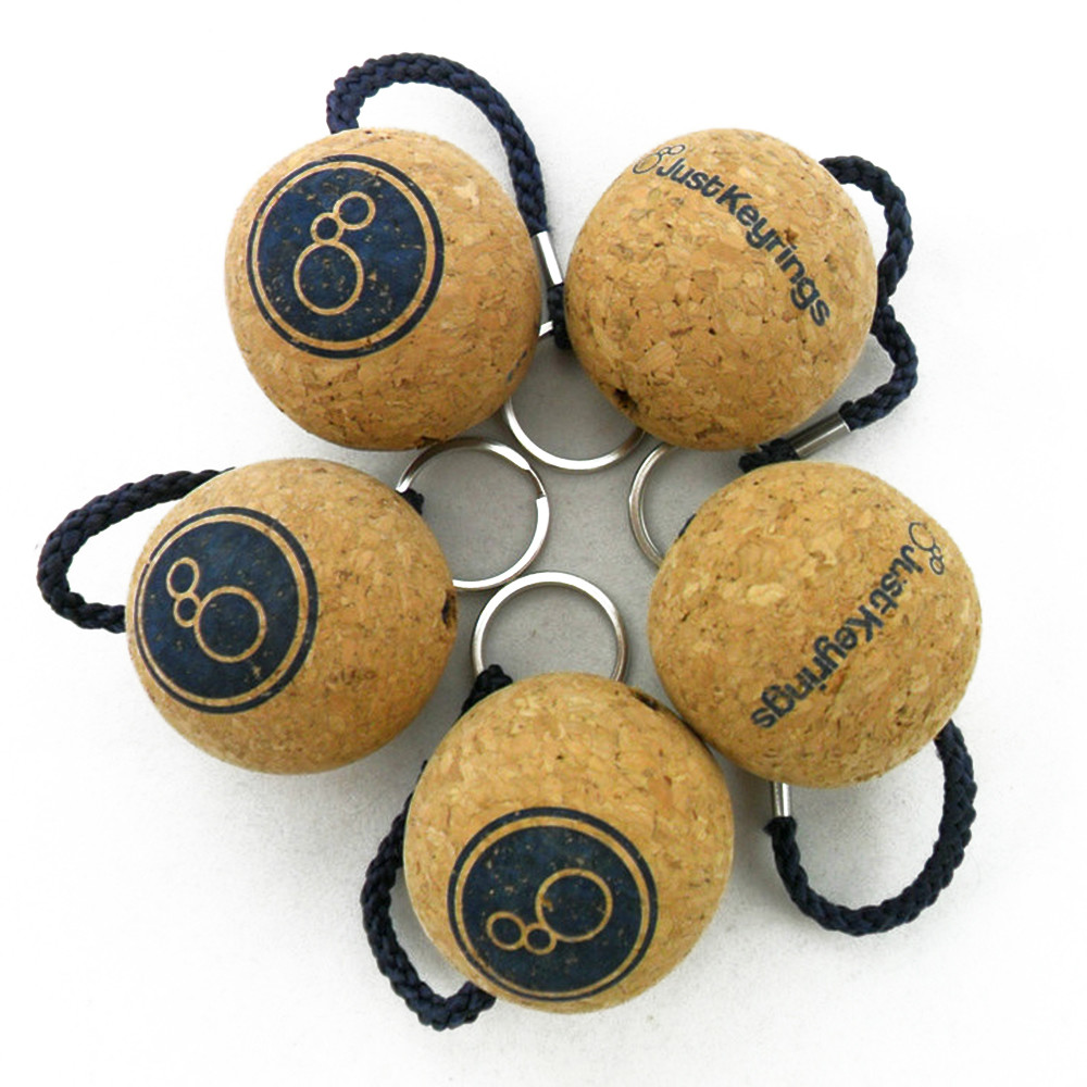 Wholesale Wholesale Price 50mm Cork Ball Floating Key Chain with Navy Roper and Custom Printed Logo Printing from china suppliers