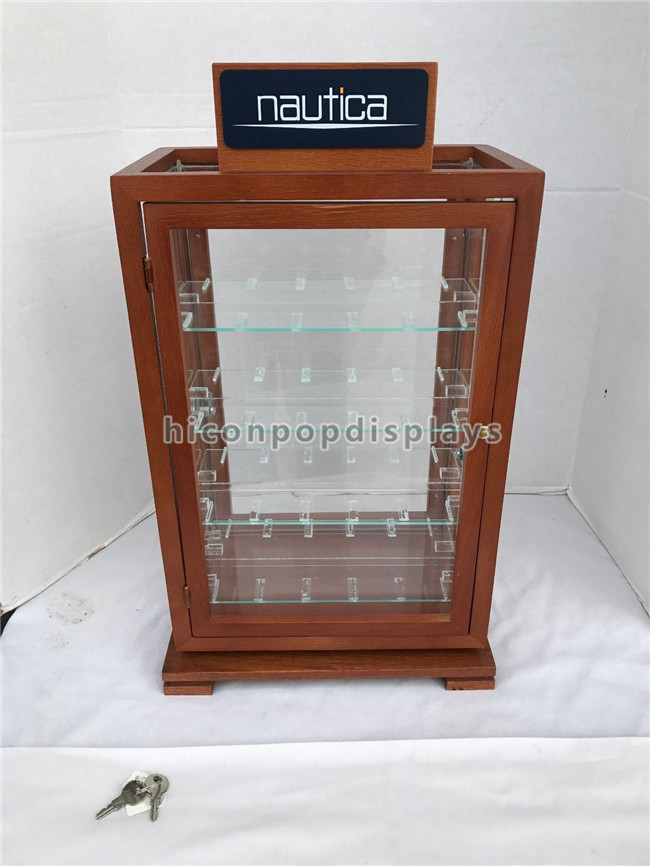 Wholesale Custom Wood Glass Spinning Rack Display Lockable Watch Display Case 4 Shelves from china suppliers