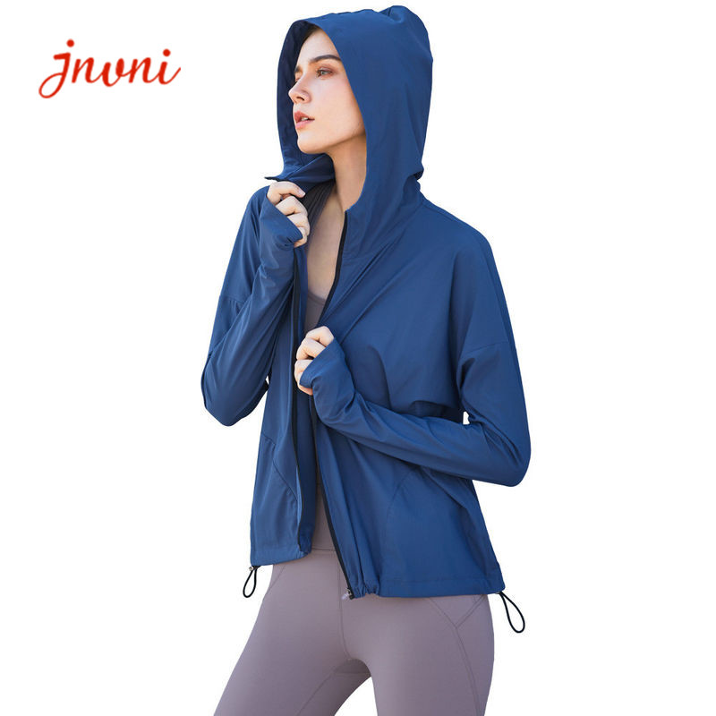 Wholesale 220gsm Women Yoga Jacket Windproof Cycling Jacket Zipper Adjustable Drawstring from china suppliers