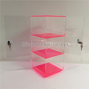 Wholesale Custom Red Rotating Acrylic Display Showcase With Lock 7 * 7 * 16 Inches from china suppliers