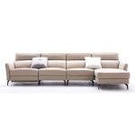 Top Layer Cowhide Three-Seat Functional Stretch Sofa Leather Art Smart Furniture