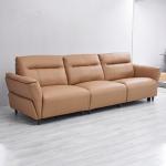 New Modern Minimalist Straight Three-Seat Leather Sofa Living Room High Foot