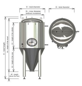 Wholesale Cone Stainless Steel Brew Tank 2000l Beer Brewing Equipment With Cooling Jacket FVs BBT from china suppliers