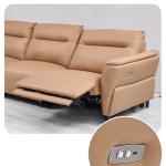 New Modern Minimalist Straight Three-Seat Leather Sofa Living Room High Foot