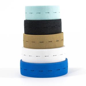 Wholesale 25mm button hole knitted flat elastic band rubber band for clothing trousers accessories stretch band from china suppliers